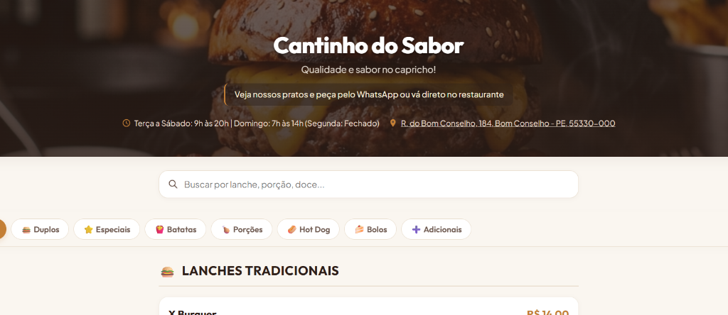 Cardápio Web Mockup